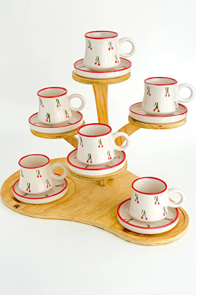 Porsellena طقم فناجين قهوة سيراميك مكون من 6 قطع - سلسلة مصنوعة يدويًا بنمط ا...