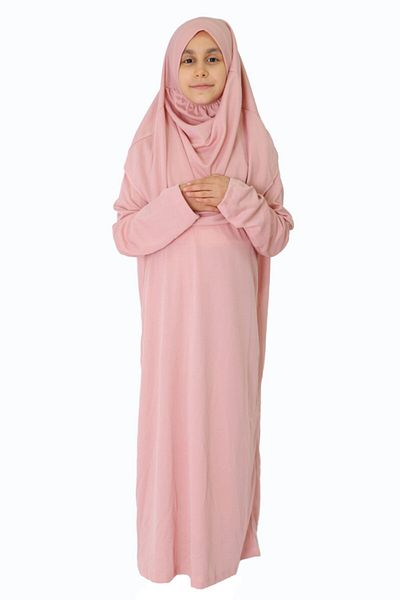 ZEHRANAZ NAMAZ ELBİSESİ Non-Zippered Powder Prayer Dress for 9-12 Years Old Children