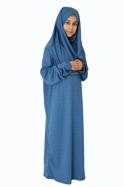 ZEHRANAZ NAMAZ ELBİSESİ Rochie de rugăciune pentru copii de 9/12 ani, albastru petrol închis, fără fermoar