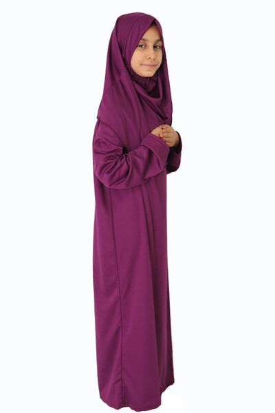 ZEHRANAZ NAMAZ ELBİSESİ Φόρεμα προσευχής δαμάσκηνο χωρίς φερμουάρ για παιδιά 9/12 ετών