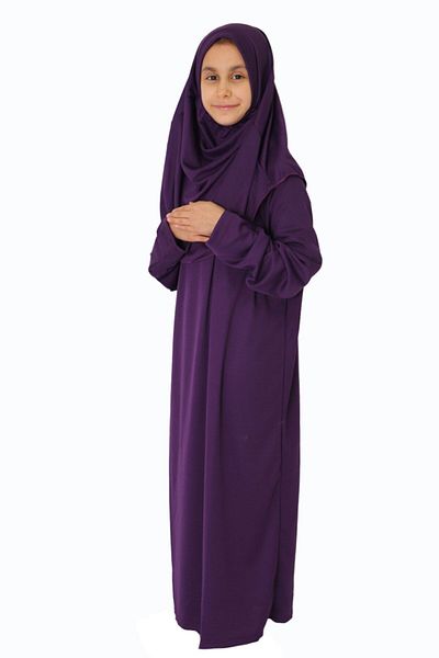 ZEHRANAZ NAMAZ ELBİSESİ 9/12 Years Old Purple Children's Prayer Dress - No Zipper