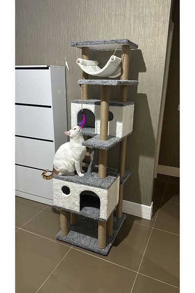 pethomealpi Luxury Cat Scratching House and Play Platform - with Hammock and Nest
