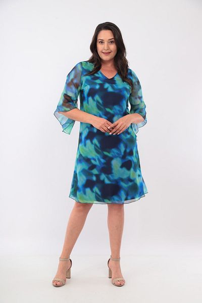 Mezure Φόρεμα σιφόν με σχέδιο Plus Size με φερμουάρ στην πλάτη