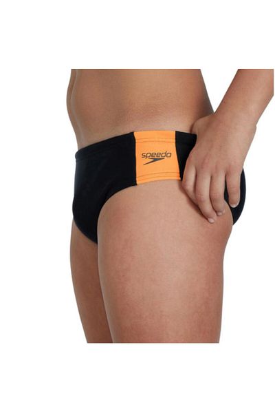 SPEEDO Boy's Swimsuit - Slip (Black/Orange)
