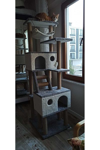 pethomealpi Luxury Cat Scratching House and Play Platform - with Hammock and Nest