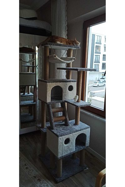 pethomealpi Luxury Cat Scratching House and Play Platform - with Hammock and Nest