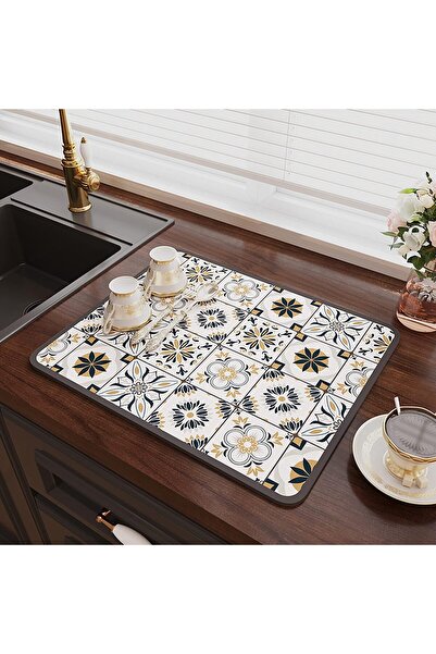 BEYZANA Desenli Bulaşık Kurutma Matı Servis Altlığı