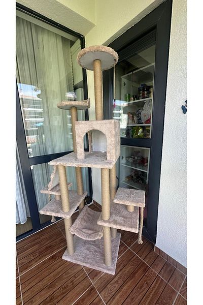 pethomealpi Luxury Cat Scratching House and Play Platform with Hammock and Slot