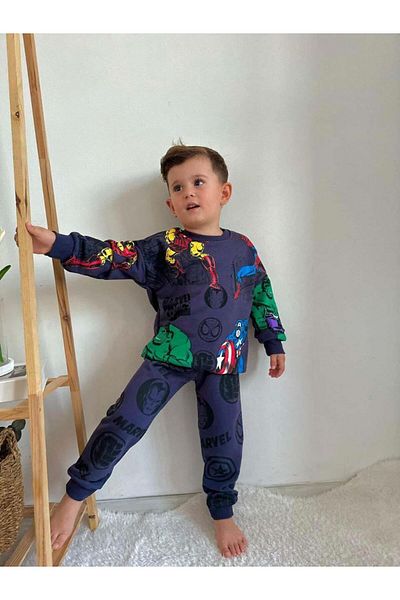 MİNİKO KİDS Marvel Model Boy's Crew Neck Cotton Tracksuit Set