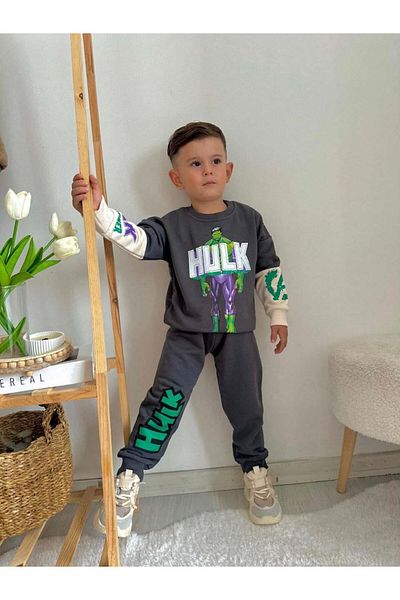MİNİKO KİDS Boy's Hulk Model Cotton Tracksuit Set