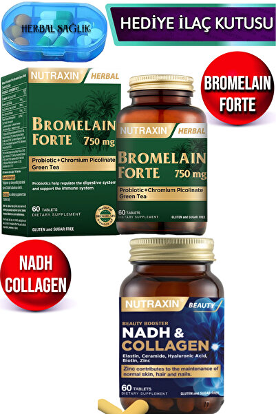 Nutraxin Bromelain Forte 60 Adet Tablet + Nutraxin NADH & Collagen 60 Adet Tablet