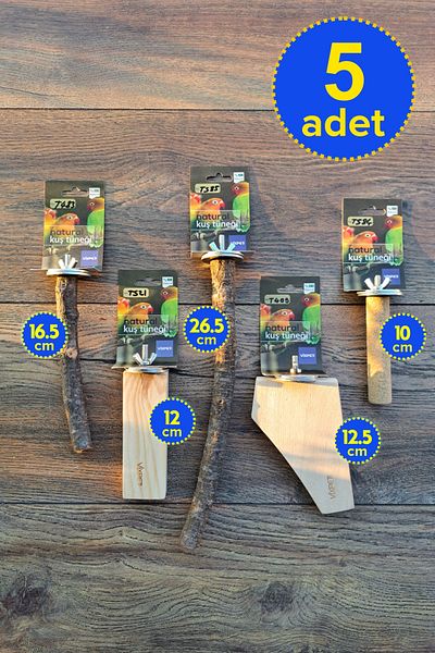 Vixpet Venty 5-Piece Natural Parrot Perch Set - Sultan, Monk, Budgie, Lori, Kakariki, Senegal
