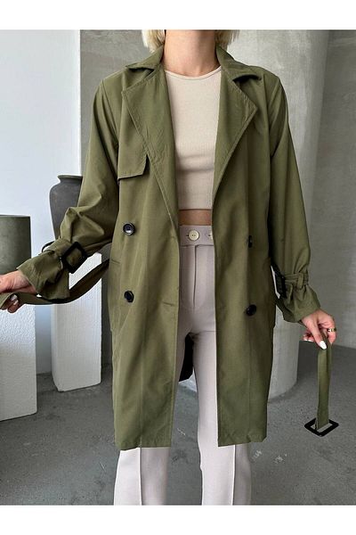 NDN STORE Bondit Fabric - Seasonal Long Women's Trench Coat with Double Pockets