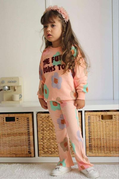 MİNİKO KİDS Girl's Cotton Tights and Ankle Collar Tracksuit Set