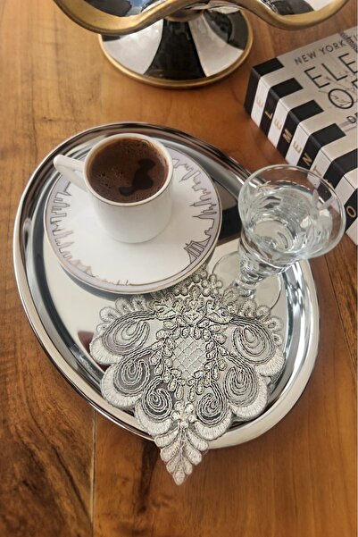 RUBİ PORSELEN Lina Model 6 Piese Dantela Guipură Cafea Cocktail Prezentare Șe...