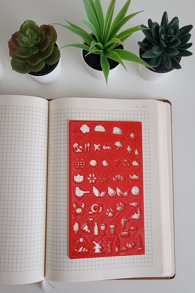 Karmelom Studio Bullet Journal Montessori Travel and Natural Life Icons Template Ruler