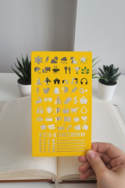 Karmelom Studio Bullet Journal Montessori Listing and Daily Life Icons Template Ruler
