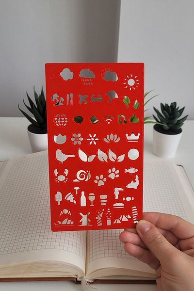 Karmelom Studio Bullet Journal Montessori Travel and Natural Life Icons Template Ruler
