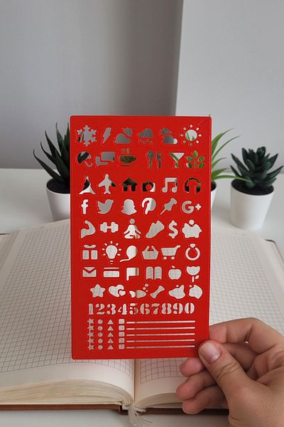Karmelom Studio Bullet Journal Montessori Listing and Daily Life Icons Template Ruler