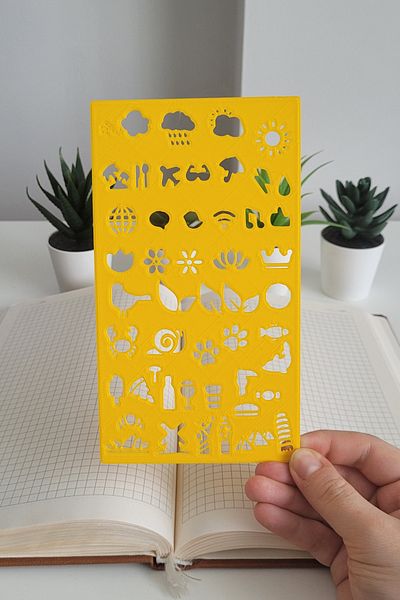 Karmelom Studio Bullet Journal Montessori Travel and Natural Life Icons Template Ruler
