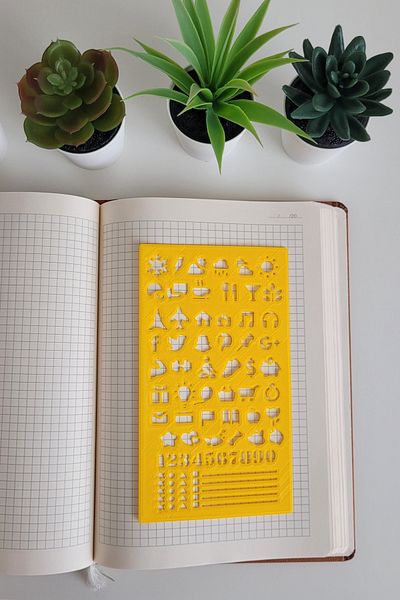Karmelom Studio Bullet Journal Montessori Listing and Daily Life Icons Template Ruler