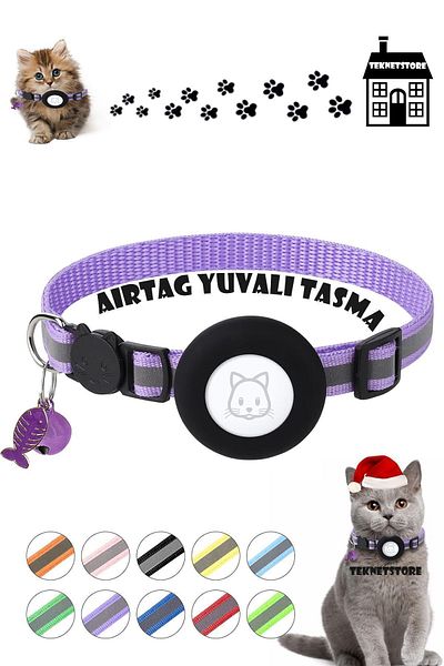TEKNETSTORE Cat and Dog Safety Device with Airtag Slot - Lock and Gps Collar