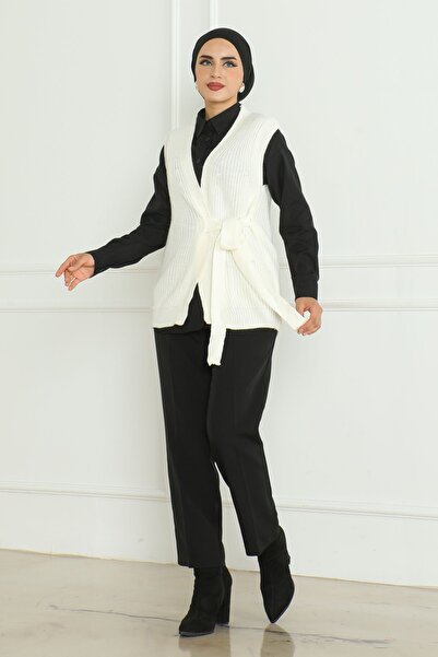 MAY MARA Women's Oversize Shawl Collar Knitwear Vest