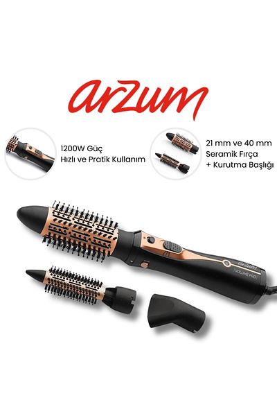 Arzum قوة 1200 واط - درجة حرارة بمستويين، استخدام رطب وجاف، مكواة فرد الشعر