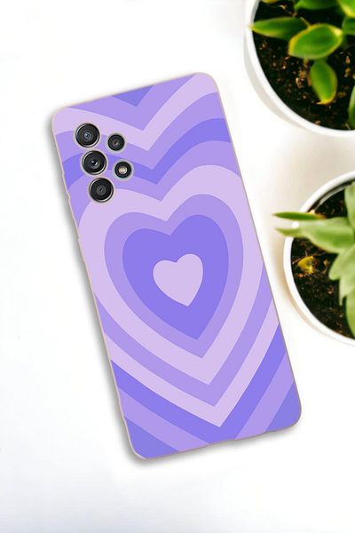 mooodcase حافظة هاتف إطلاق من السيليكون الفاخر المتوافقة مع هاتف Samsung Galaxy A73 بنمط قلوب أرجوانية