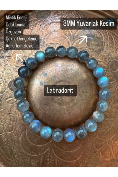 STORE ZARMAN SERTİFİKALI A+++ KALİTE 8MM LABRADORİT DOĞAL TAŞ BİLEKLİK