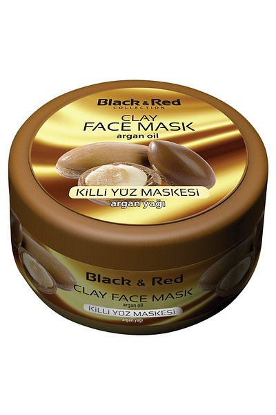 Black Red Natural Clay Mask Argan, Charcoal 400 gr x 2