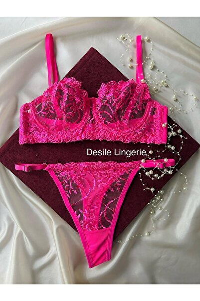 CES'Y LİNGERİE New Season Neon Pink - Κομψό και ευέλικτο γυναικείο σετ σουτιέ...