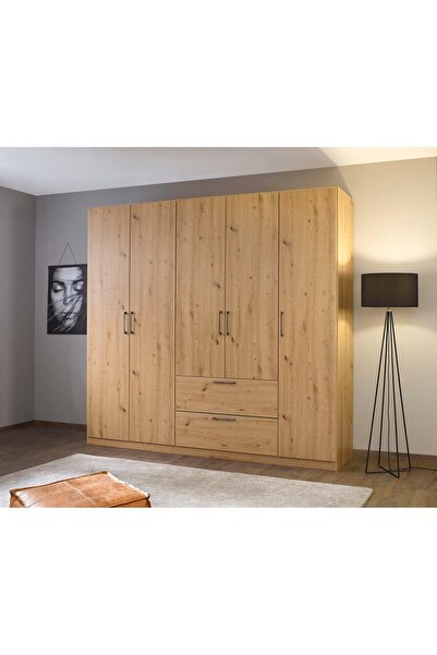 Tdesigno Giyinme Dolabı - Çok Amaçlı Dolap - Gardırop 225 cm-5 Kapaklı-2 Çekmeceli
