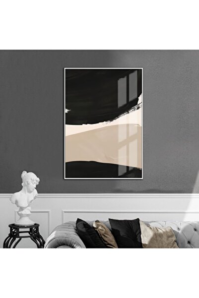 Harikabirev HARİKABİREV | CREM-NEGRU-ALB SOYUT MODEL 1 | TABLĂ DE STICLA TEMP...