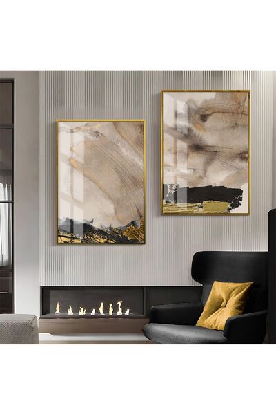 Harikabirev HARİKABİREV | COMBINAT DE ABSTRACTE CU MODELE CREM-NEGRU-AUR 02 |...