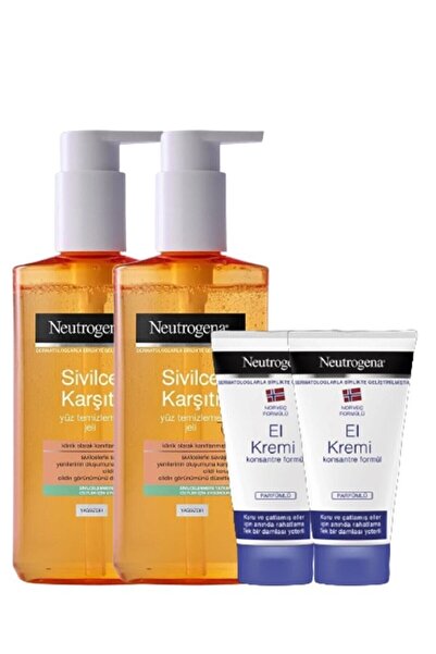 Neutrogena 200 مل * 2 قطعة جل تنظيف الوجه المضاد لحب الشباب و 50 مل تركيبة نر...