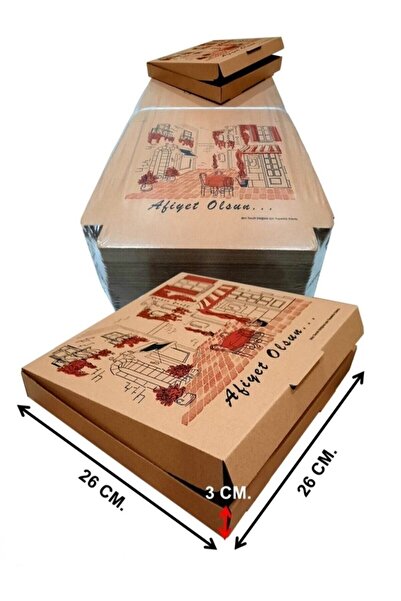 Say Karton Pide Pizza Kutusu 26x26x3,2 Cm. ( 100'lü Paket )
