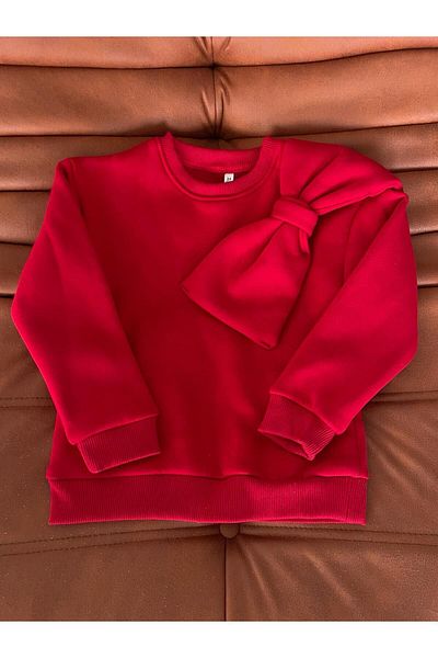 TarzTekstil Bow Detailed Three Thread Children's Sweatshirt