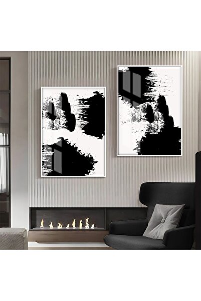 Harikabirev HARİKABİREV | COMBINAT DE FIGURINE ABSTRACTE NEGRU-ALB 04 | TABLO...