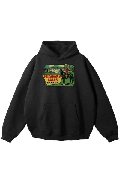 MAYDAY CULTURE Unisex Μαύρο Vintage Φούτερ - Τρεις κλωστές, Φαρδιά κοπή, Ανοιχτό