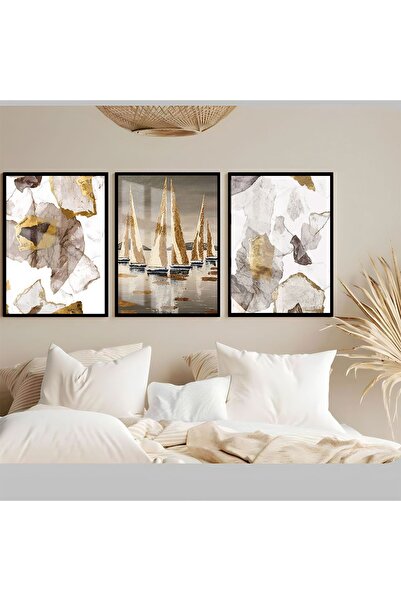 Harika bir ev Hari̇kabi̇rev | Soft-White-Gold Boat-Abstract Combination | Fra...
