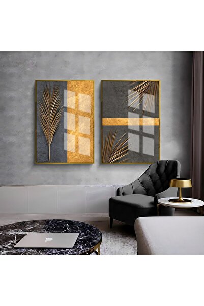 Harikabirev HARİKABİREV | COMBINAT DE MODEL FRUNZE DE PALMĂ GALBEN-GRI 01 | T...