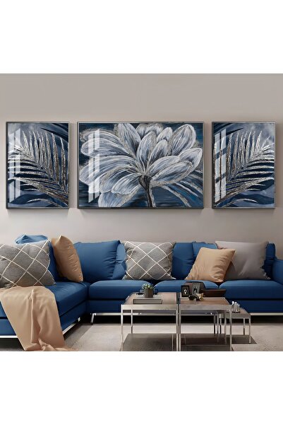 Harikabirev HARİKABİREV|LACİVERT-GÜMÜŞ RENK ÇİÇEK VE YAPRAK KOMBİNİ |ÇERÇEVEL...