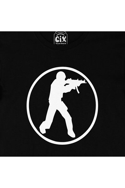 Cix Tricou negru unisex cu logo Counter Strike