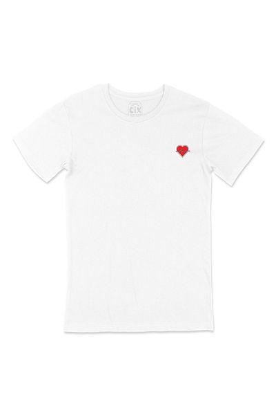 Cix Tricou alb cu design Heart Rhythm cu logo-ul de buzunar