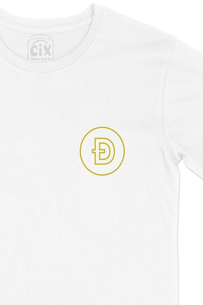 Cix Tricou alb cu logo-ul Doge Coin Crypto Pocket