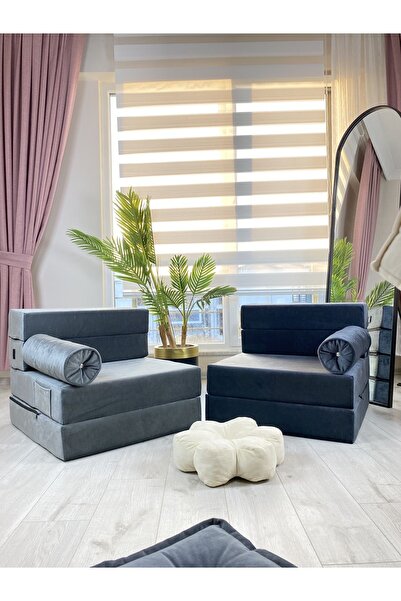 Minnes Minnes Full Sünger Katlanır Yatak-koltuk-gri (İTHAL YÖNSÜZ KADİFE) 70*...