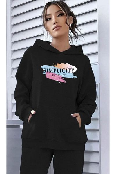 Pink Sky Анцуг с качулка и принт Simplicity Oversize
