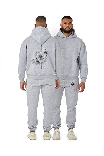 Pink Sky Σετ αθλητικής φόρμας με στάμπα Compass Oversize - Σετ με κουκούλα κά...