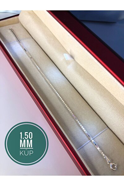 vogutima Erkek Gümüş Bileklik - 1.5mm Küp Zincir Bileklik • Işıklı Kutuda • S...
